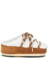 Moon Boot Icon Shearling Mules In White