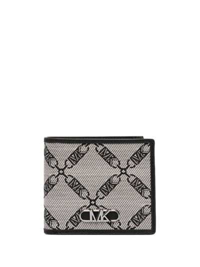 Michael Kors Bryant Embroidered-logo Bi-fold Wallet In Grey