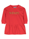 KENZO LOGO-PRINT LONG-SLEEVED DRESS