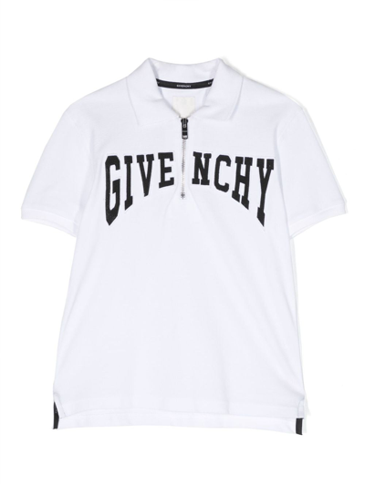 Givenchy Kids' Embroidered-logo Cotton Polo Shirt In White