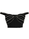 SELF-PORTRAIT DIAMANTE-EMBELLISHED CROPPED TOP