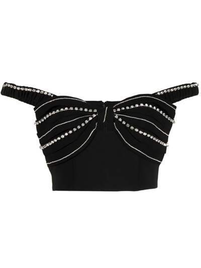 Self-portrait Black Diamante Bust Top