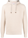 Brunello Cucinelli Ribbed Drawstring Hoodie In Sand