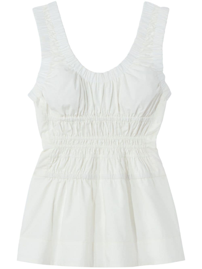 Proenza Schouler White Label Poplin Gathered Tank Top In White