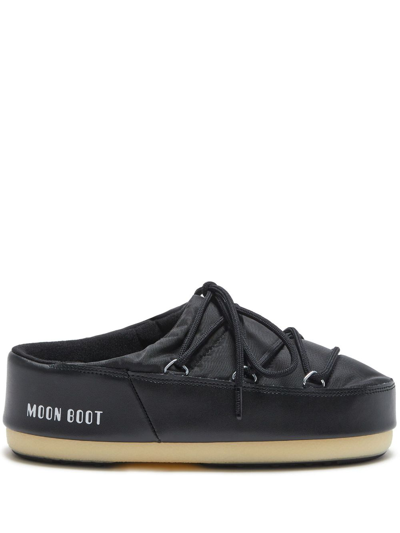 Moon Boot Logo-print Lace-up Mules In Black