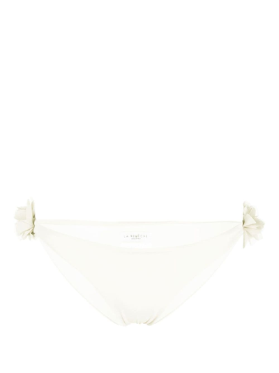 La Reveche Shayna Floral-appliqué Bikini Bottoms In White