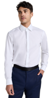 HUGO BOSS SLIM FIT EASY IRON STRETCH COTTON SHIRT WHITE