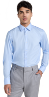 Hugo Boss Slim-fit Shirt In Easy-iron Cotton-blend Poplin In Light Blue