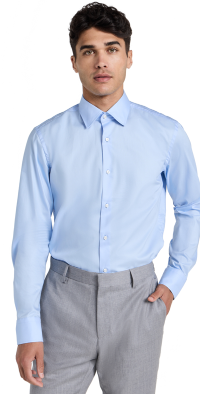 HUGO BOSS SLIM FIT EASY IRON COTTON POPLIN DRESS SHIRT LIGHT BLUE