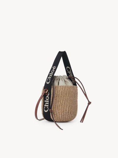 Chloé Petit Panier Woody En Fibres Naturelles Femme Noir Taille Onesize 100% Papier, Cuir De Veau