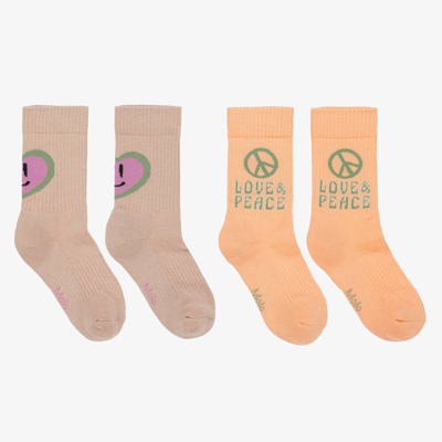 Molo Kids' Girls Pink Cotton Smile Socks (2 Pack)