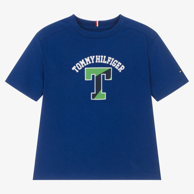 Tommy Hilfiger Kids' Boys Blue Cotton Varsity Logo T-shirt