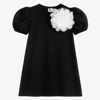 THE TINY UNIVERSE GIRLS BLACK ORGANIC COTTON FLOWER DRESS