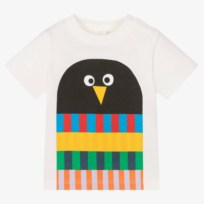 Stella Mccartney Babies'  Kids Boys Ivory Organic Cotton Penguin T-shirt