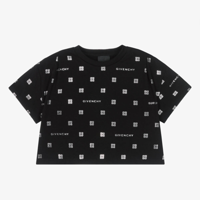 Givenchy Kids' Girls Black Cotton 4g Logo T-shirt In Nero