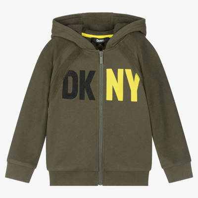 Dkny Kids'  Boys Green Cotton Jersey Zip-up Hoodie