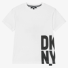 DKNY DKNY TEEN WHITE & BLACK SLOGAN T-SHIRT