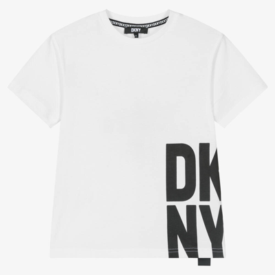 Dkny Teen White & Black Slogan T-shirt
