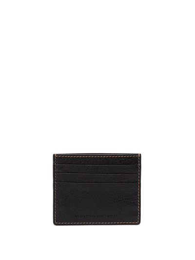 Brunello Cucinelli Leather Card Holder In Black  