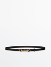 MASSIMO DUTTI LEATHER BELT WITH DOUBLE LONG BUCKLE