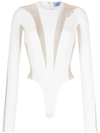 Mugler Illusion Shaping Bodysuit Woman White In Polyamide In White