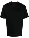 Emporio Armani Embroidered-logo T-shirt In Black