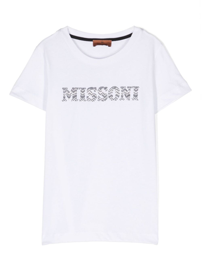 Missoni Logo-embellished Cotton T-shirt In Weiss