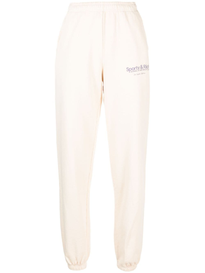 Sporty And Rich Logo-print Elasticated Pants In Nude