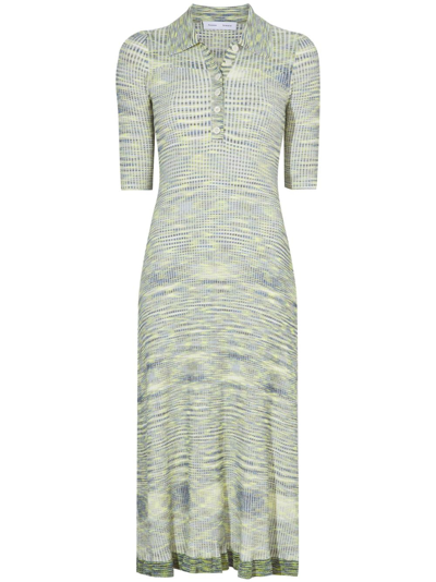 Proenza Schouler White Label Space Dye Ribbed-knit Polo Dress In Blau