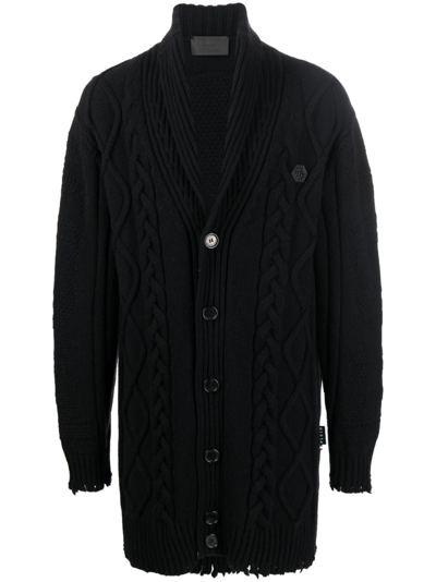 Philipp Plein Cardigan Im Distressed-look In Black