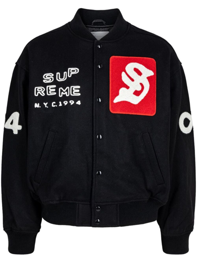 Supreme Tourist Varsity "black" Jacket In Schwarz