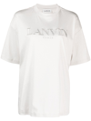 Lanvin Logo-embroidered Cotton-jersey T-shirt In White