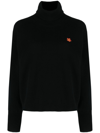 Kenzo Boke Flower Turtleneck Wool Sweater In Schwarz