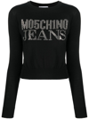Moschino Jeans Rhinestone-embellished Wool-blend Jumper In Black