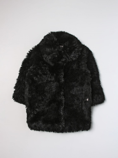 N°21 Kids' Coat In Synthetic Shearling In Black