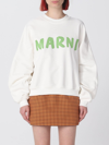 Marni Logo Cotton Sweatshirt In White