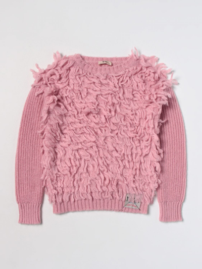 N°21 Kids' Mohair Blend Knit Sweater W/ Appliqué In Pink