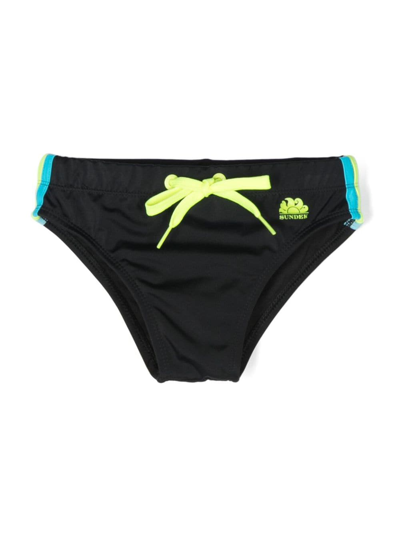 Sundek Kids' Logo-stamp Drawstring Swim Trunks In Black