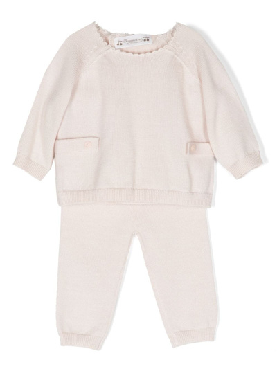 Bonpoint Knitted Babygrow Set In Pink