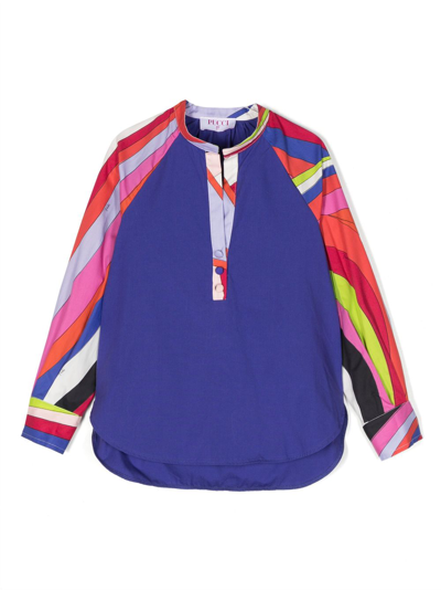 Pucci Junior Kids' Abstract-print Long-sleeve Blouse In Purple