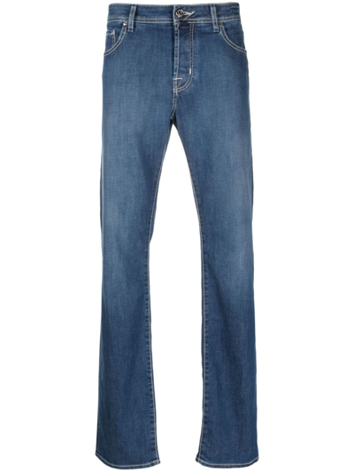 Jacob Cohen Logo-embroidered Straight-leg Jeans In Blue
