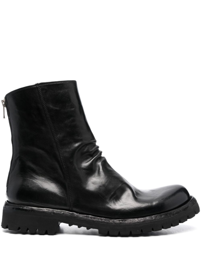 Officine Creative Ikonic Zip-up Leather Boots In Black