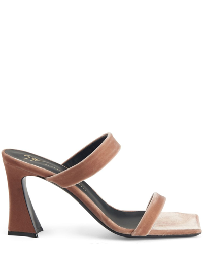 Giuseppe Zanotti Flaminia 85mm Velvet Sandals In Brown