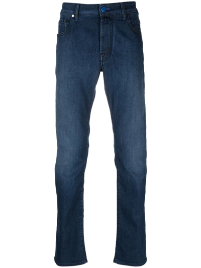 Jacob Cohen Logo-embroidered Straight-leg Jeans In Blue