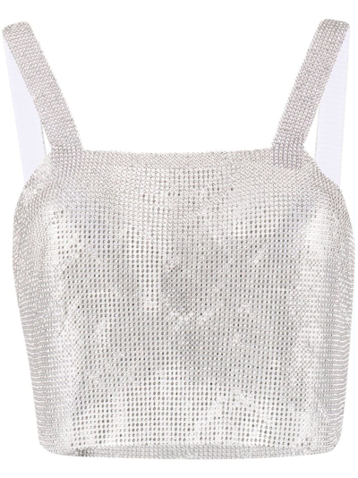 Santa Rhinestone-embellished Crop Top In Silver