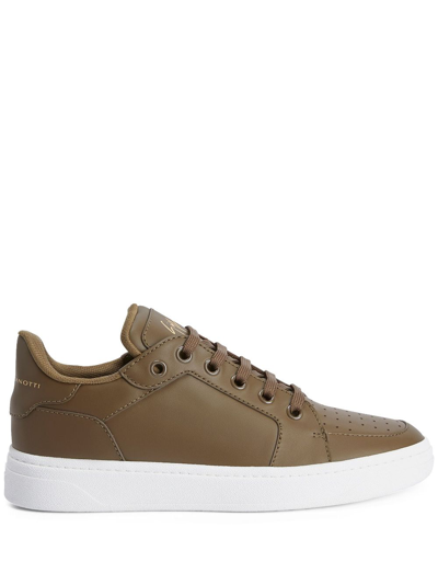 Giuseppe Zanotti Leather Lace-up Sneakers In Green