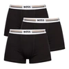 Hugo Boss Revive Mens 3-pack Soft-touch Stretch Trunks With Logo Waistbands In Black