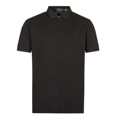 Polo Ralph Lauren Custom Slim Fit Zip Polo Shirt In Black
