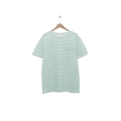 La Paz Pocket T-shirt In Off White/gumdrop Green Stripes