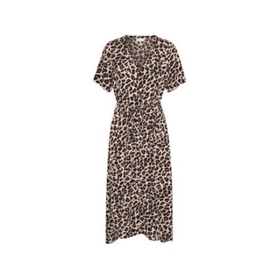 Kaffe Marta Long Dress In Leopard Print In Animal Print